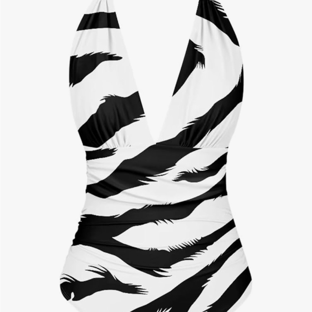 Amazon Black and White Zebra Print Women's One Piece Swimsuit